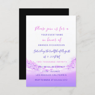 Invitation Mariage nuptial rose rose violet ombre