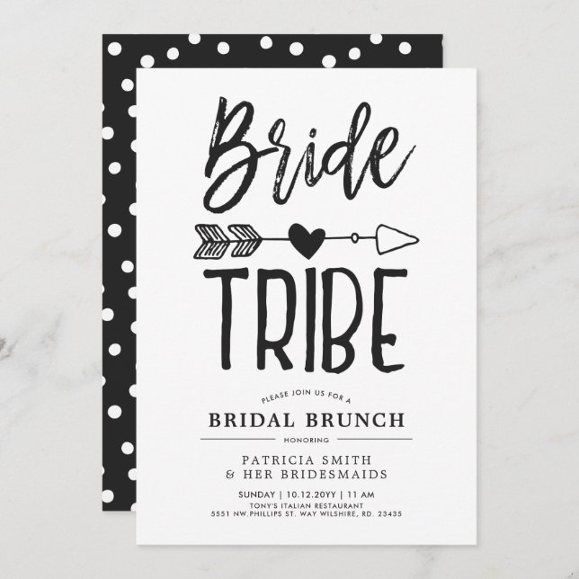 Invitation Mariage nuptiale de brunch de la tribu | de jeune (Devant / Derrière)