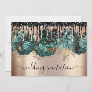 Invitation Mariage nuptiale Rose événement bleu Turquoise gou