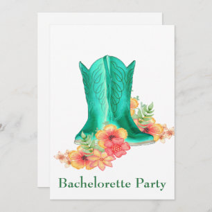 Invitation Mariage Occidental Bottes de garçon Fleurs Bachelo