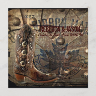 Invitation mariage occidental de cowboy de roues grunges