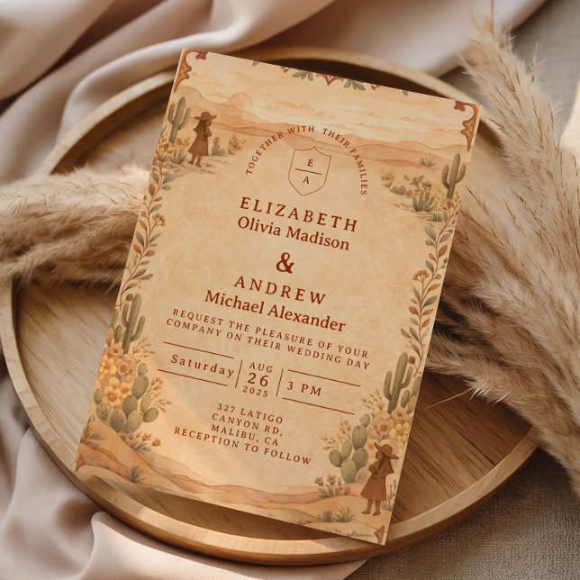 Invitation Mariage occidental désert terracotta (Créateur téléchargé)