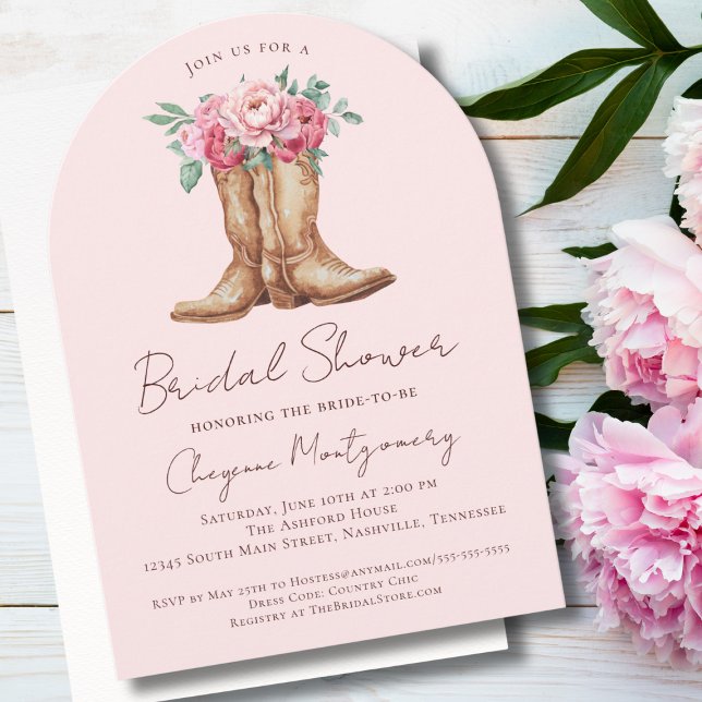 Invitation Mariage Occidental Élégant Rose Pâle Arche de Réce (Créateur téléchargé)