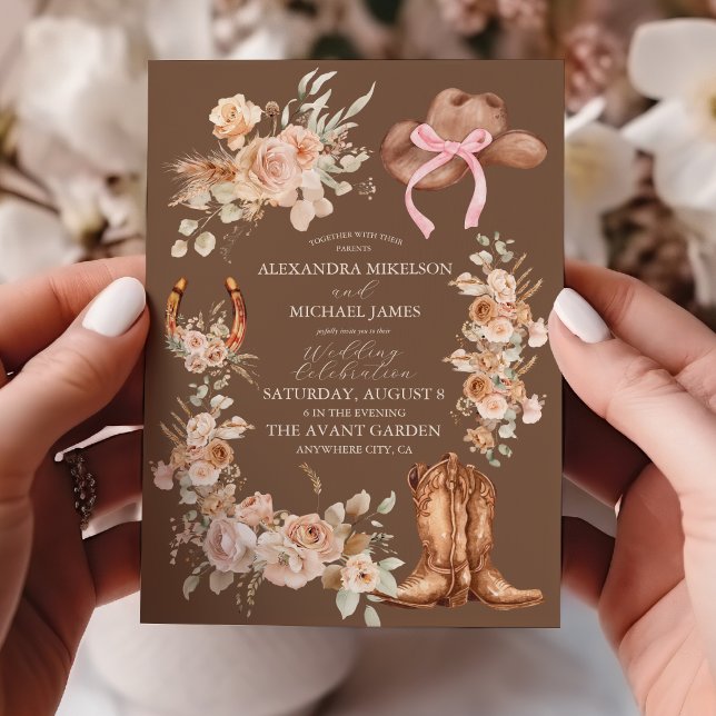 Invitation Mariage occidental floral Boho (Créateur téléchargé)
