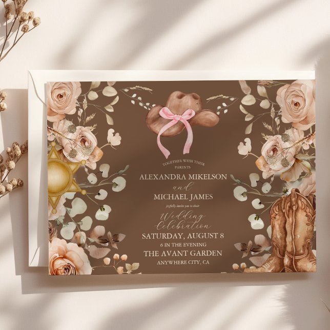 Invitation Mariage occidental floral Boho (Créateur téléchargé)