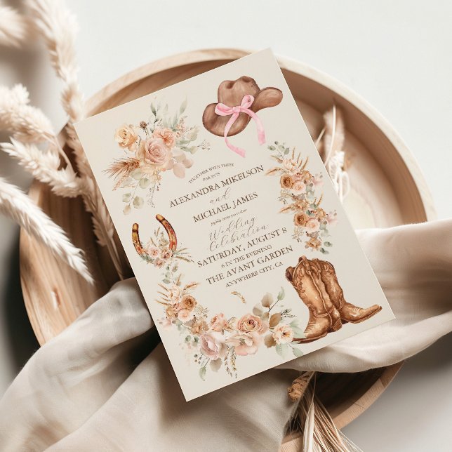 Invitation Mariage occidental floral Boho (Créateur téléchargé)