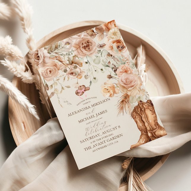 Invitation Mariage occidental floral boho (Créateur téléchargé)