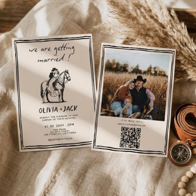 Invitation Mariage occidental Photo QR Code Noces (Créateur téléchargé)