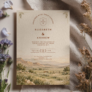 Invitation Mariage Occidental Ranch Cheval à l'aquarelle