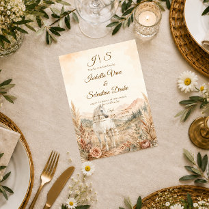 Invitation Mariage Occidental Romantique de Cheval