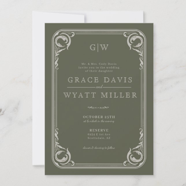 Invitation Mariage occidental rustique (Devant)