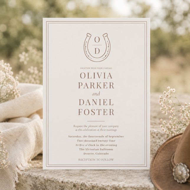 Invitation Mariage occidental rustique avec monogramme (Créateur téléchargé)
