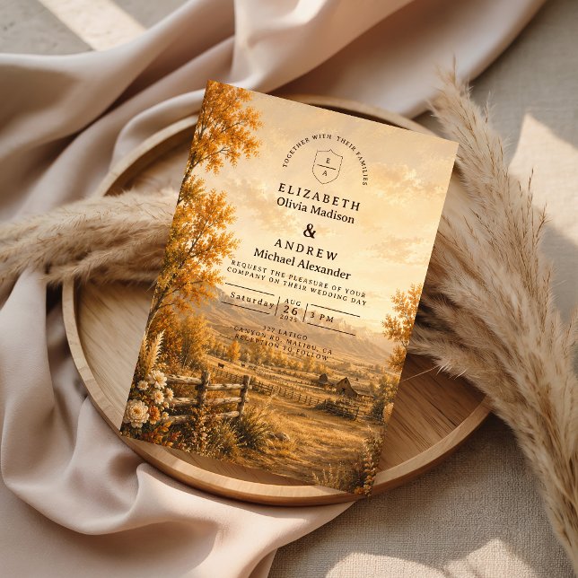 Invitation Mariage occidental rustique d'automne (Créateur téléchargé)
