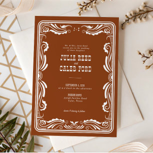 Invitation Mariage occidental rustique de style vintage