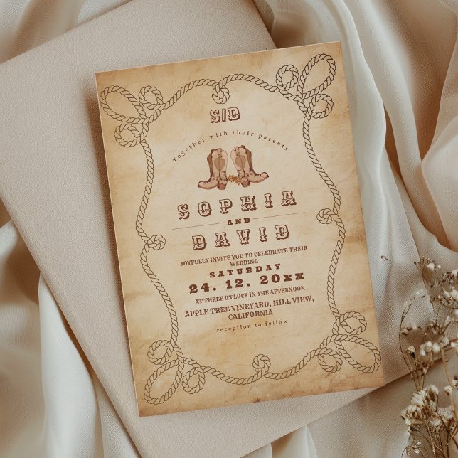 Invitation Mariage occidental rustique élégant (Créateur téléchargé)