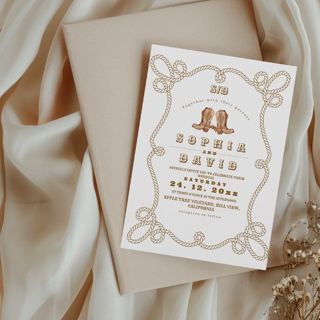 Invitation Mariage occidental rustique élégant (Créateur téléchargé)