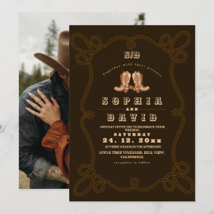 Invitation Mariage occidental rustique sombre et lunatique