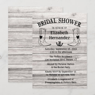 Invitation Mariage Occidental Sandales de Cowboy en Bois Coun