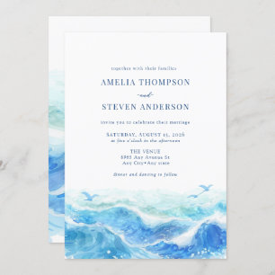 Invitation Mariage Océan bleu