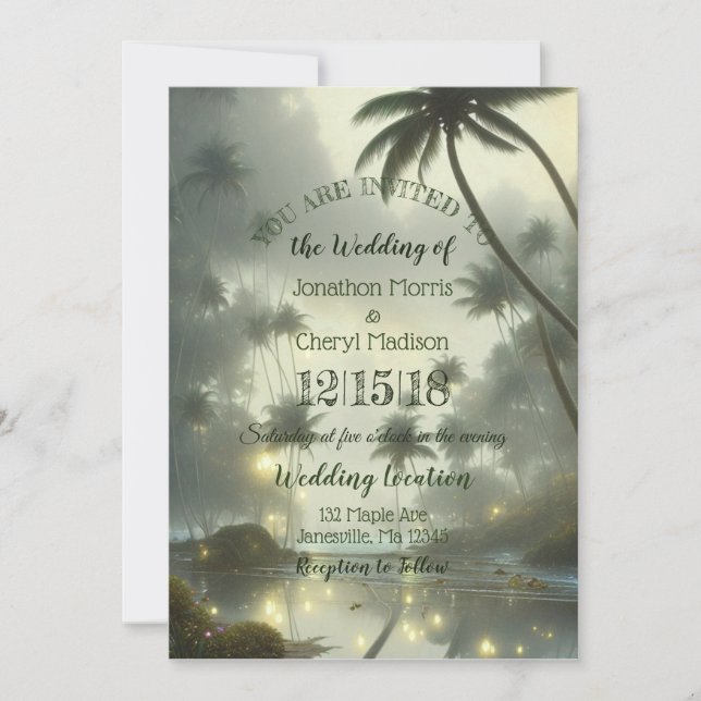 Invitation Mariage Océan et Palmiers (Devant)
