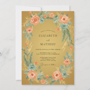Invitation Mariage Ochre Bois Raffiné