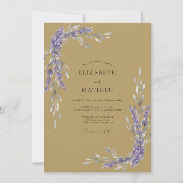 Invitation Mariage Ochre Douce Lilas Wisteria (Devant)