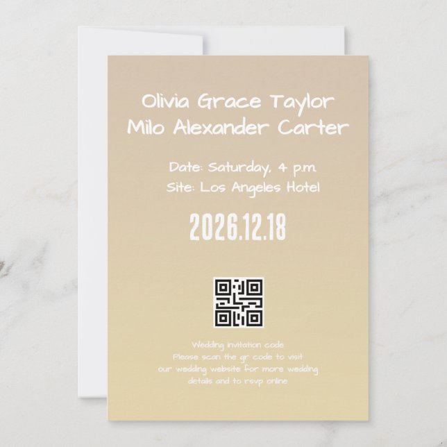 Invitation mariage oeuvre d'art jaune se tenant la main (Dos)