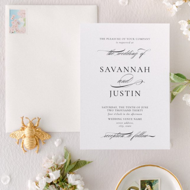 Invitation Mariage officiel de calligraphie noir et blanc (Designed for weddings the couple are hosting themselves)