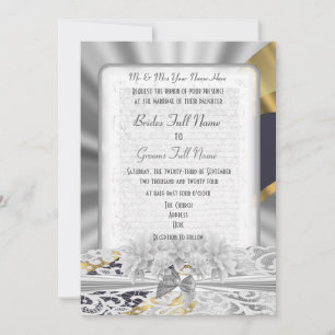 Invitation Mariage officiel de dentelle blanche en argent