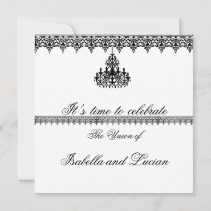Invitation Mariage officiel de goth de lustre noir et blanc