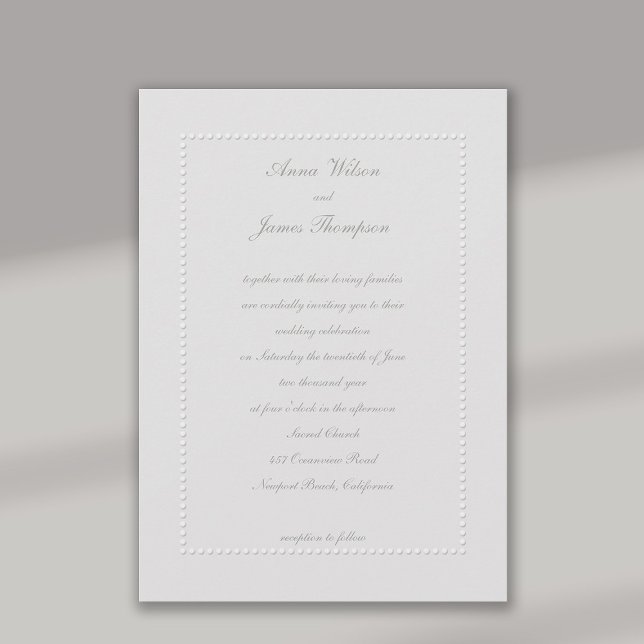 Invitation Mariage officiel de la structure en ivoire avec ca (formal wedding invitation faux embossed beaded frame classic traditional elegant black tie ivory)