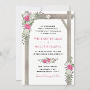Invitation Mariage officiel de l'arc floral rose rustique