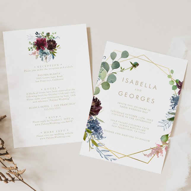 Invitation Mariage officiel de l'arrière et de l'avant géomét (Créateur téléchargé)