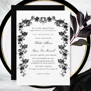 Invitation Mariage officiel des Garlands en noir et blanc