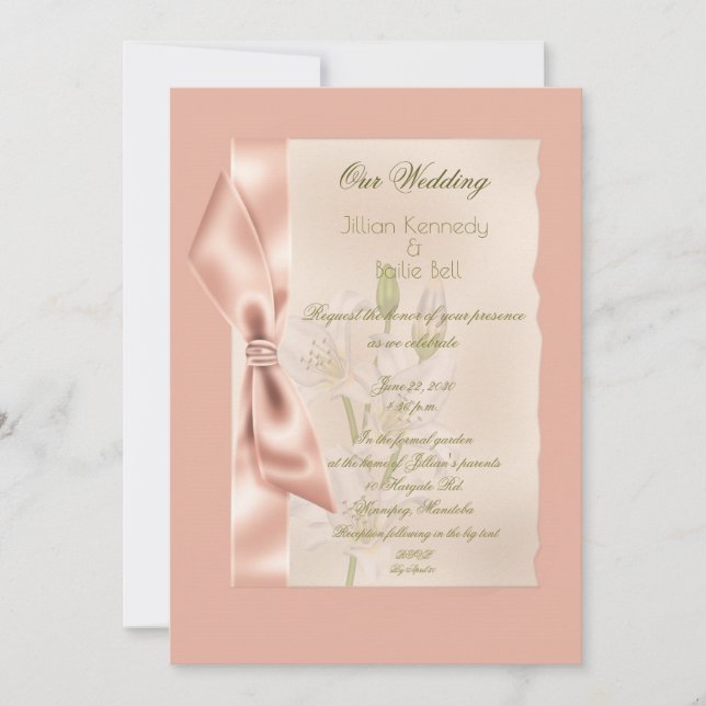 Invitation Mariage officiel du ruban de satin de broche (Devant)