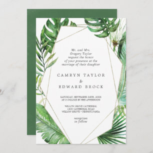 Invitation Mariage officiel géométrique de la palme tropicale