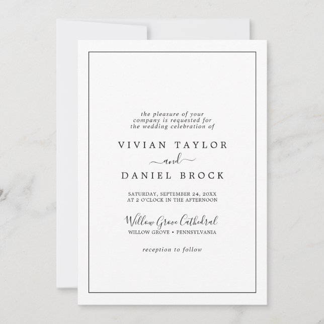 Invitation Mariage officiel minimaliste (Devant)