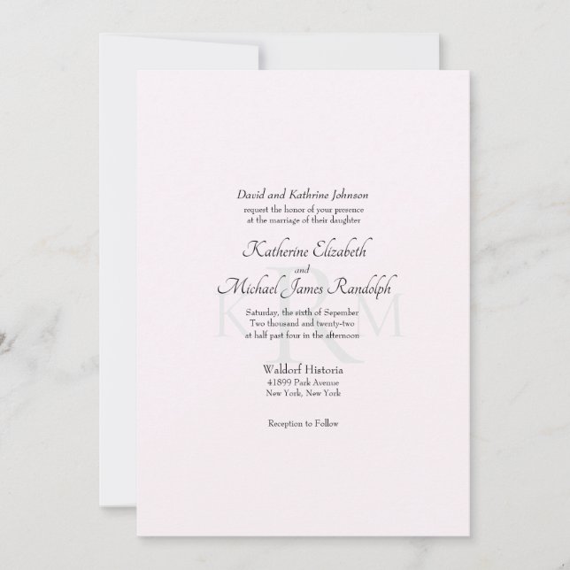 Invitation Mariage officiel Monogramme Parents mariés rose II (Devant)