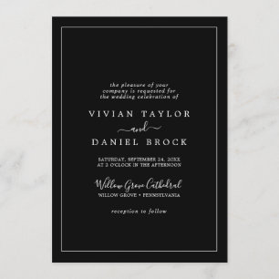 Invitation Mariage officiel noir minimaliste