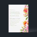 Invitation Mariage officiel rose orange moderne<br><div class="desc">Aquarelle rose et orange moderne Faire-part de mariage d'écriture florale avec typographie verte</div>