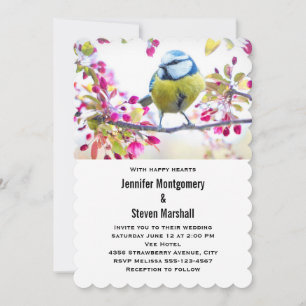 Invitation Mariage Oiseau Bleu et Jaune sur une Branche