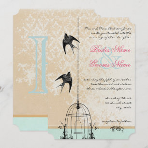 Invitation Mariage Oiseaux Amour Rustique Die Cut Cage à Oise