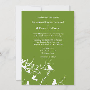 Invitation Mariage Olive Drab Inséparables personnalisable