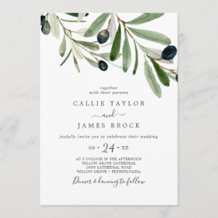 Invitation Mariage Olive moderne