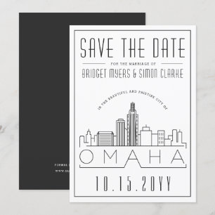 Invitation Mariage Omaha   Skyline stylisée Enregistrer la da