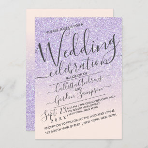 Invitation Mariage Ombre de luxe violet rose brillant Parties