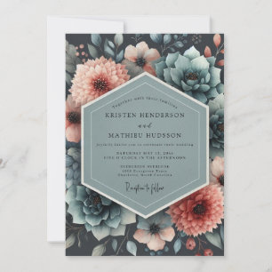 Invitation Mariage Ombre Flore Aquamarine