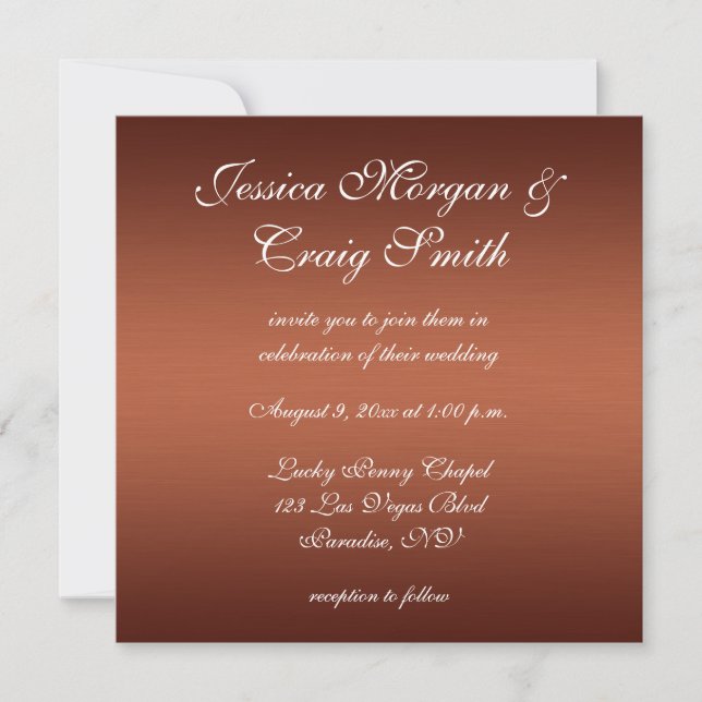 Invitation Mariage ombré foncé cuivre brossé (Devant)