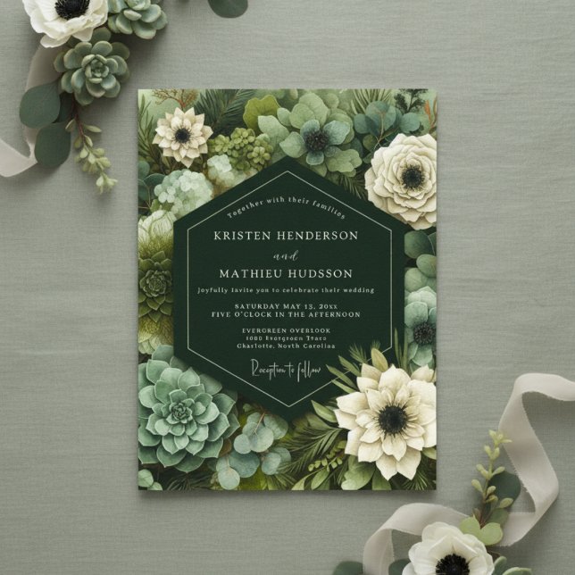Invitation Mariage Opulence Botanique Émeraude (Créateur téléchargé)
