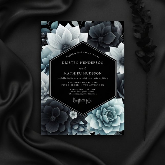 Invitation Mariage Opulence Botanique Sarcelle (Créateur téléchargé)